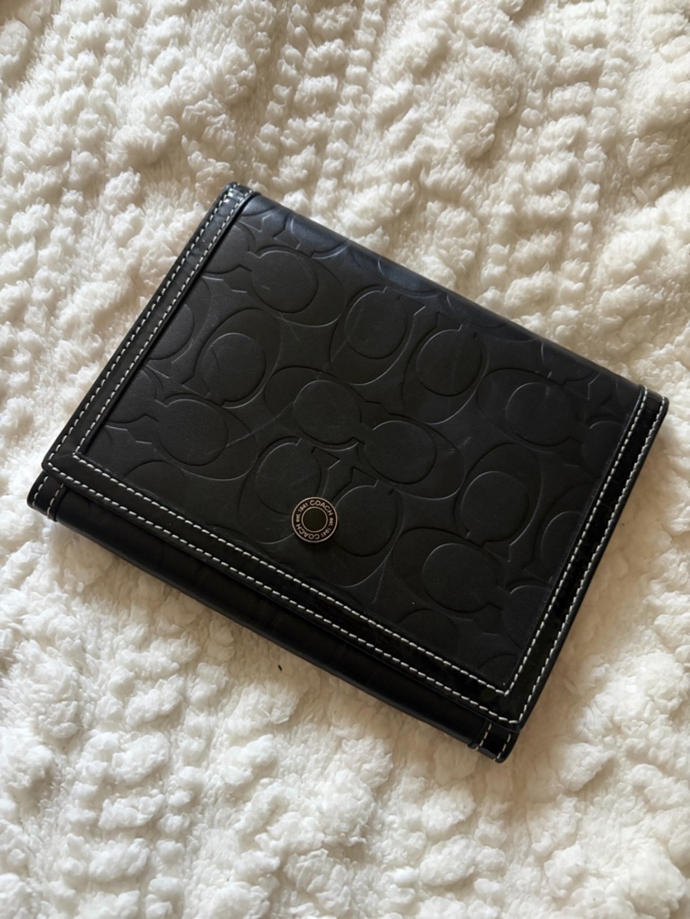 Coach Vintage Black Signature Leather Agenda Organizer